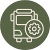body repair and upfitting bus and gear icon