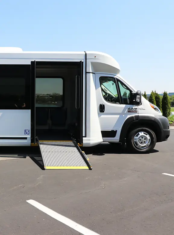 Handicap accessible vehicles in Albuquerque white wheelchair accessible bus